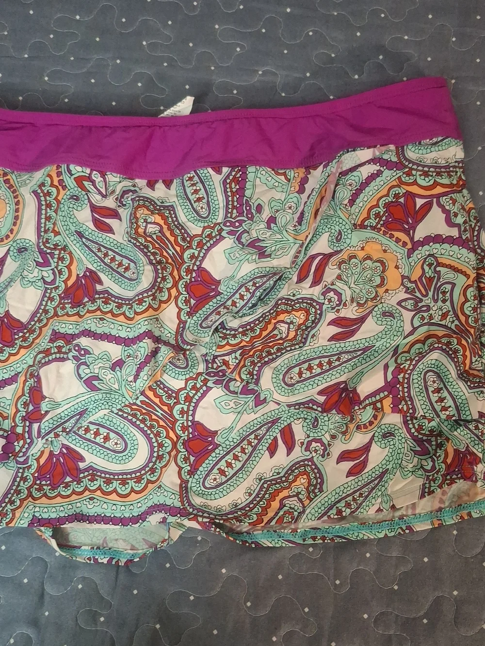 Alex Marie Purple Paisley Printed Women's Swim Skirt Bottoms size 14